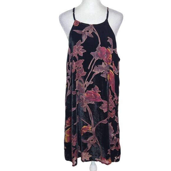 Entro Black Floral Burnout Velvet Dress NWT Size Large Wedding Guest Dress - Picture 1 of 11